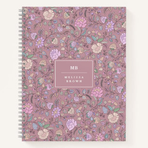 Dusty Pink Paars Beige Whimsical Colorful Floral Notitieboek