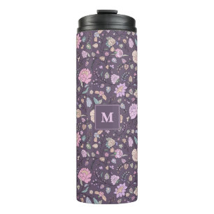 Dusty Pink Paars Beige Whimsical Colorful Floral Thermosbeker