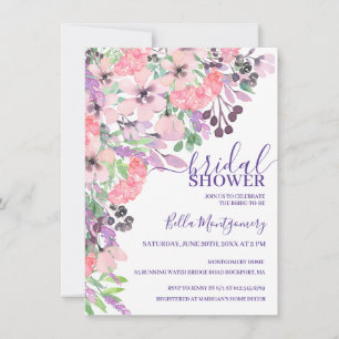 Dusty Pink Paars Wild Flower Vrijgezellenfeest Kaart