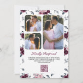 Dusty Pink Paarse Floral QR Code Weddenschap Kaart (Achterkant)