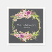 Dusty Pink Paarse Floral Romantic Wedding Servet (Voorkant)