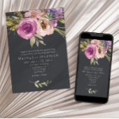 Dusty Pink Paarse Floral Wedding Kaart