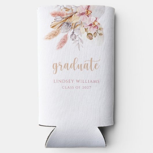 Dusty Pink Pampas Grass Boho Floral Afstuderen (Achterkant)