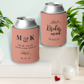Dusty Pink Party Weddenschap Bridesmaid Monogram Blikjeskoeler