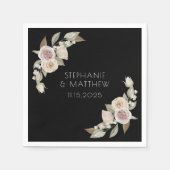 Dusty Pink Peach Roos Botanical Black Weddenschap Servet (Voorkant)