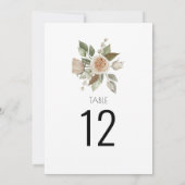 Dusty Pink Peach Roos Floral Wedding Table Number (Achterkant)
