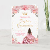 Dusty Pink Princess Floral Quinceañera Programme (Devant)