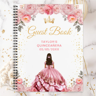Dusty Pink Princess Quinceañera Guest Book Notitieboek