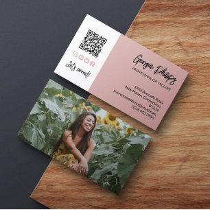 Dusty Pink QR Code Foto Sociale Media Pictogrammen Visitekaartje