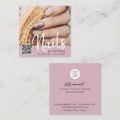Dusty Pink QR code ongles photo cartes de visite (Devant / Derrière)