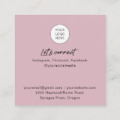 Dusty Pink QR code ongles photo cartes de visite (Dos)