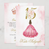 Dusty pink Quinceanera uitnodiging (Voorkant / Achterkant)