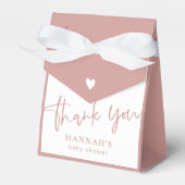 Dusty Pink/ Roos Baby shower dank u Bedankdoosjes (Voorkant Zijde)