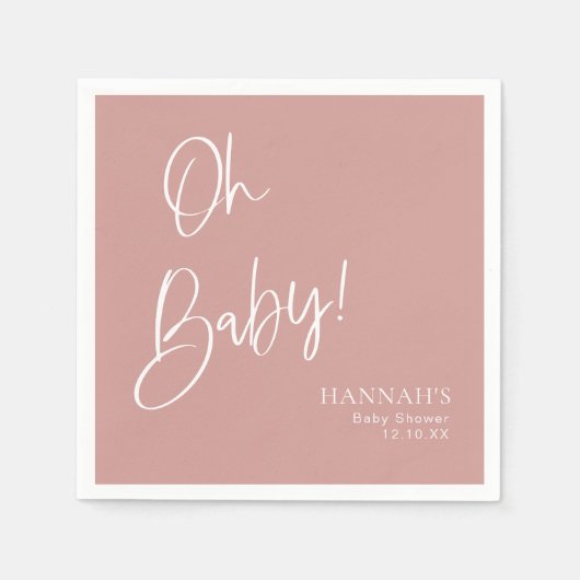 Dusty Pink/ Roos Oh Baby Baby shower Servet (Voorkant)