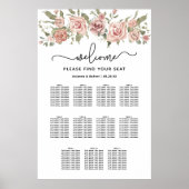 Dusty Pink Rose 11-tafel bruiloft zitgrafiek Poster (Voorkant)