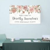 Dusty Pink Rose 50e verjaardagsfeestje Welkom Spandoek (Beurs)