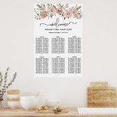 Dusty Pink Rose 6-tafel bruiloft zitgrafiek Poster (Keuken)