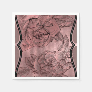 Dusty Pink Rose Gold Elegant Glam Floral Chic Servet