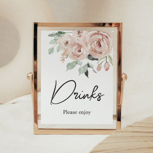 Dusty Pink Rose Het is een Meisje Baby shower Drin Poster