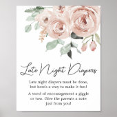 Dusty Pink Rose Het is een meisje Late Night Luier Poster (Voorkant)