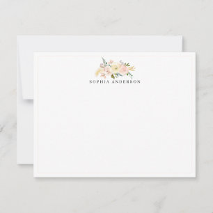 Dusty Pink Rose Peony Gold White Floral Waterverf Notitiekaartje