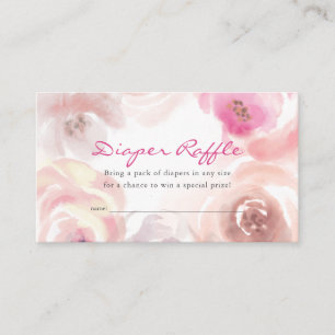 Dusty Pink Rose Waterverf Diaper Raffle Ticket Informatiekaartje