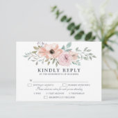 Dusty Pink Roses Midsummer Bloemen Bloemen RSVP Kaartje (Staand voorkant)