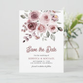Dusty Pink Roses Photo QR Code Wedding Save The Date (Staand voorkant)