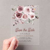 Dusty Pink Roses Wedding Save the Date Acryl Uitnodigingen (Insitu (Draagbaar))
