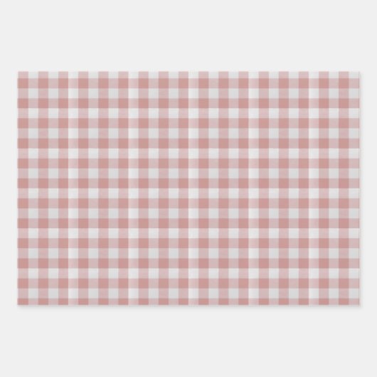 Dusty Pink Rustic Gingham Inpakpapier Vel (Voorkant)