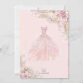 Dusty Pink Silver Boho Flower Quinceañera Dress Kaart (Achterkant)