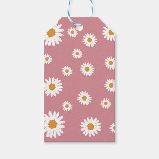Dusty Pink Simple Daisy Cadeau Label Cadeaulabel (Voorkant)