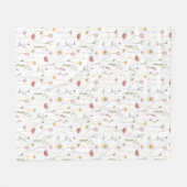 Dusty Pink Watercolor Wildflower Fleece Deken (Voorkant (Horizontaal))