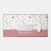 Dusty Pink Watercolor Wildflower Monogram Name (Clavier et souris)