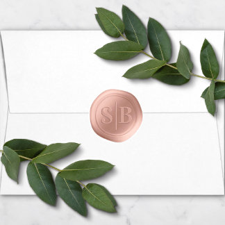Dusty Pink Wax Seal Wedding Monogram Sticker