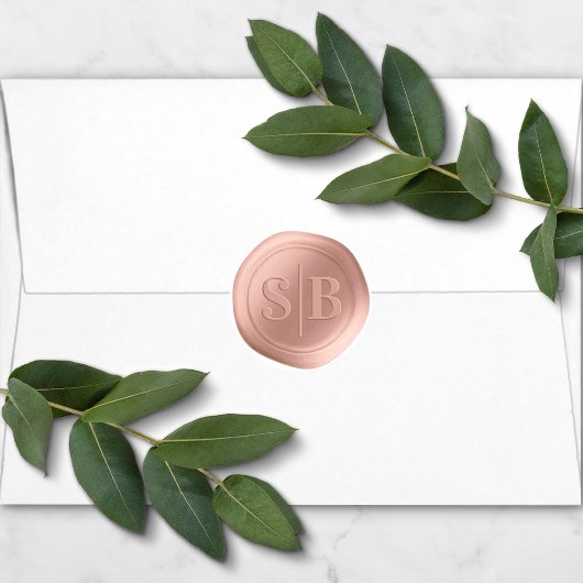 Dusty Pink Wax Seal Wedding Monogram Sticker