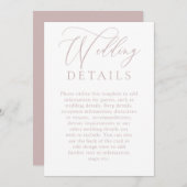 Dusty Pink Wedding Digital Details Enclosure Kaart (Voorkant / Achterkant)