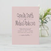 Dusty Pink Wedding Invitations Moderne Budget Kaart (Staand voorkant)