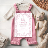 Dusty Pink Whimsical Floral Meisje Baby shower Kaart
