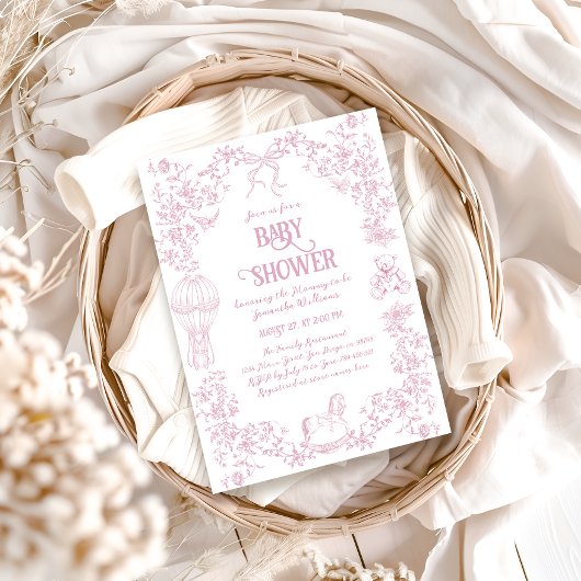 Dusty Pink Whimsical Floral Meisje Baby shower Kaart