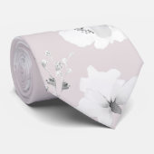 Dusty Pink White Garden Peony Wedding Stropdas (Opgerold)