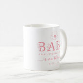 Dusty Pink Wildflower Baby Announcement Coffee Mug (Devant droit)