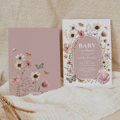 Dusty Pink Wildflower Baby in Bloom Girl Shower Kaart