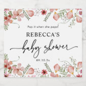 Dusty Pink Wildflower Baby shower Favor Sparkling Wijnetiket (Enkel label)