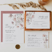 Dusty Pink Wildflower Bloemen Bruiloft RSVP Kaart