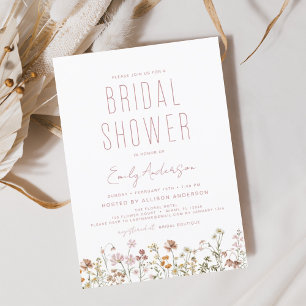 Dusty Pink Wildflower Bridal Shower Uitnodiging