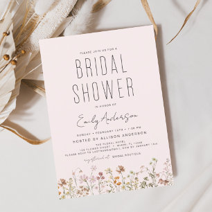 Dusty Pink Wildflower Bridal Shower Uitnodiging Flyer