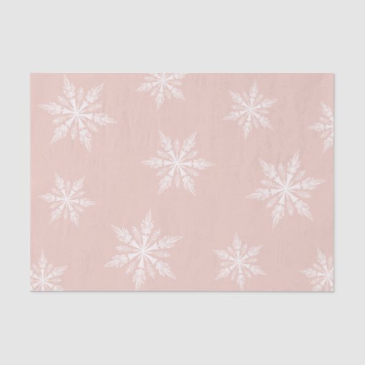 Dusty Pink Winter Holiday Snowflakes Tissuepapier (Voorkant)