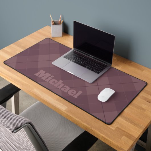 Dusty Plum Burgundy Plaid avec Nom Gras (Bureau 2)