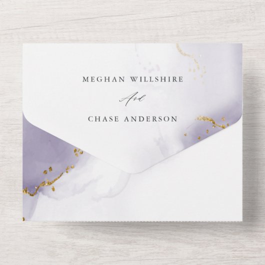 Dusty Plum Paars Abstract All In One Uitnodiging (Achterkant)